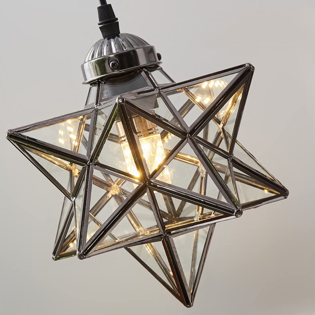 Moravian Light Fixtures Brushed Nickel Brass Moravian Star With Seeded