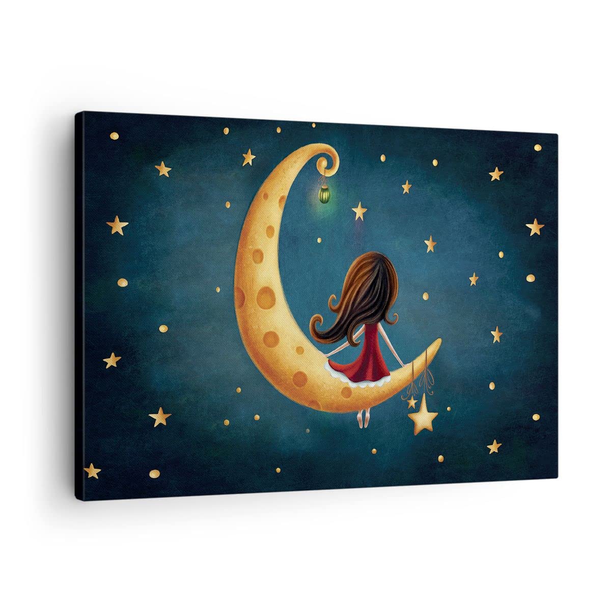 ARTTOR Lienzos decorativos Infantil Chica Luna Cuadro Sobre Lienzo Moderno 70x50cm Cuadros Decoracion Salon Dormitorio Cocina Cuadros Pared Imágenes Wall Art Prints Decor Canvas AA70x50-4683