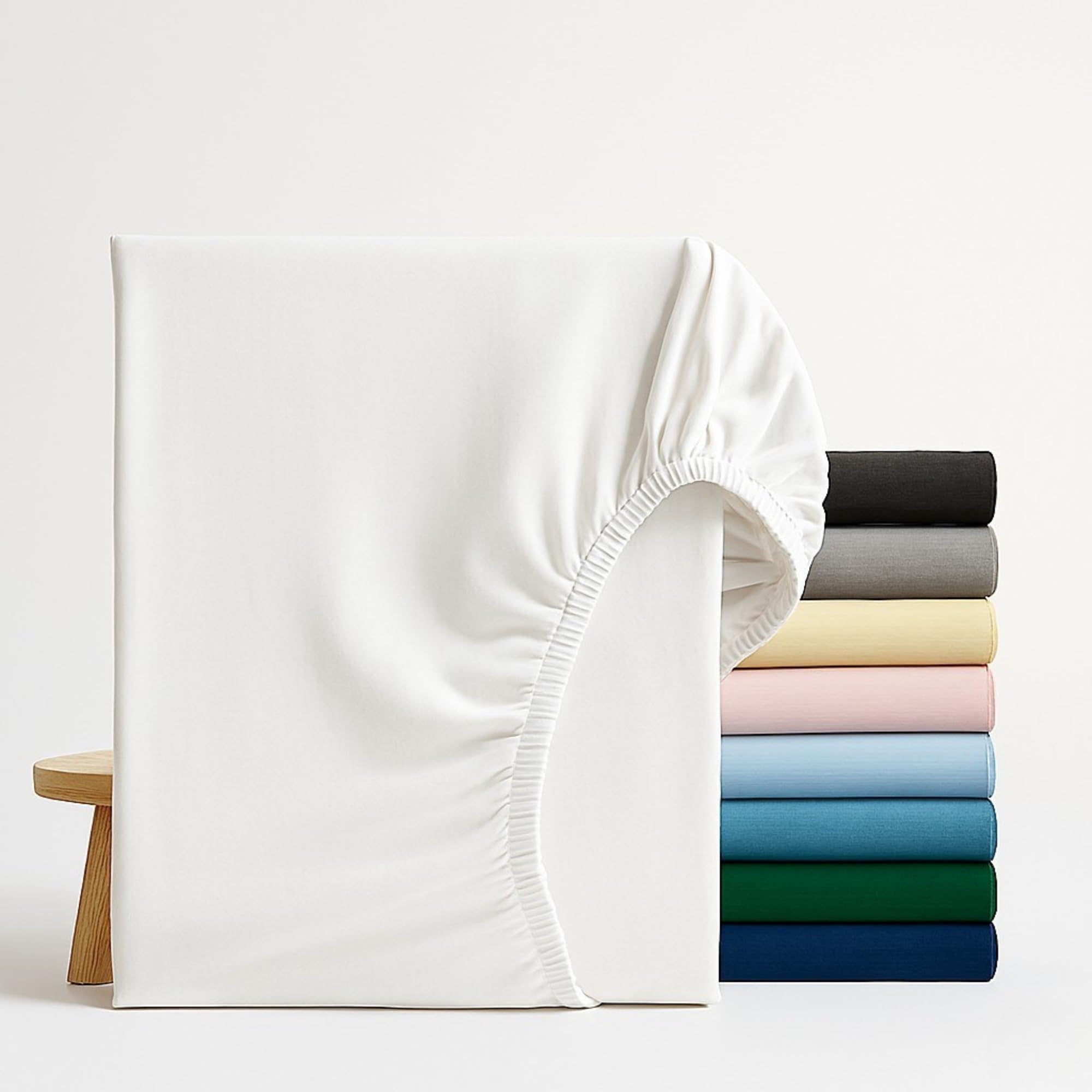 Q&H Bedding Small Double Fitted Sheet White, 30cm Extra Deep Fitted Sheet, Soft Brushed Microfiber Elastic Bed Sheets, Shrinkage, Fade Resistant, Washable Sheets โ image 1