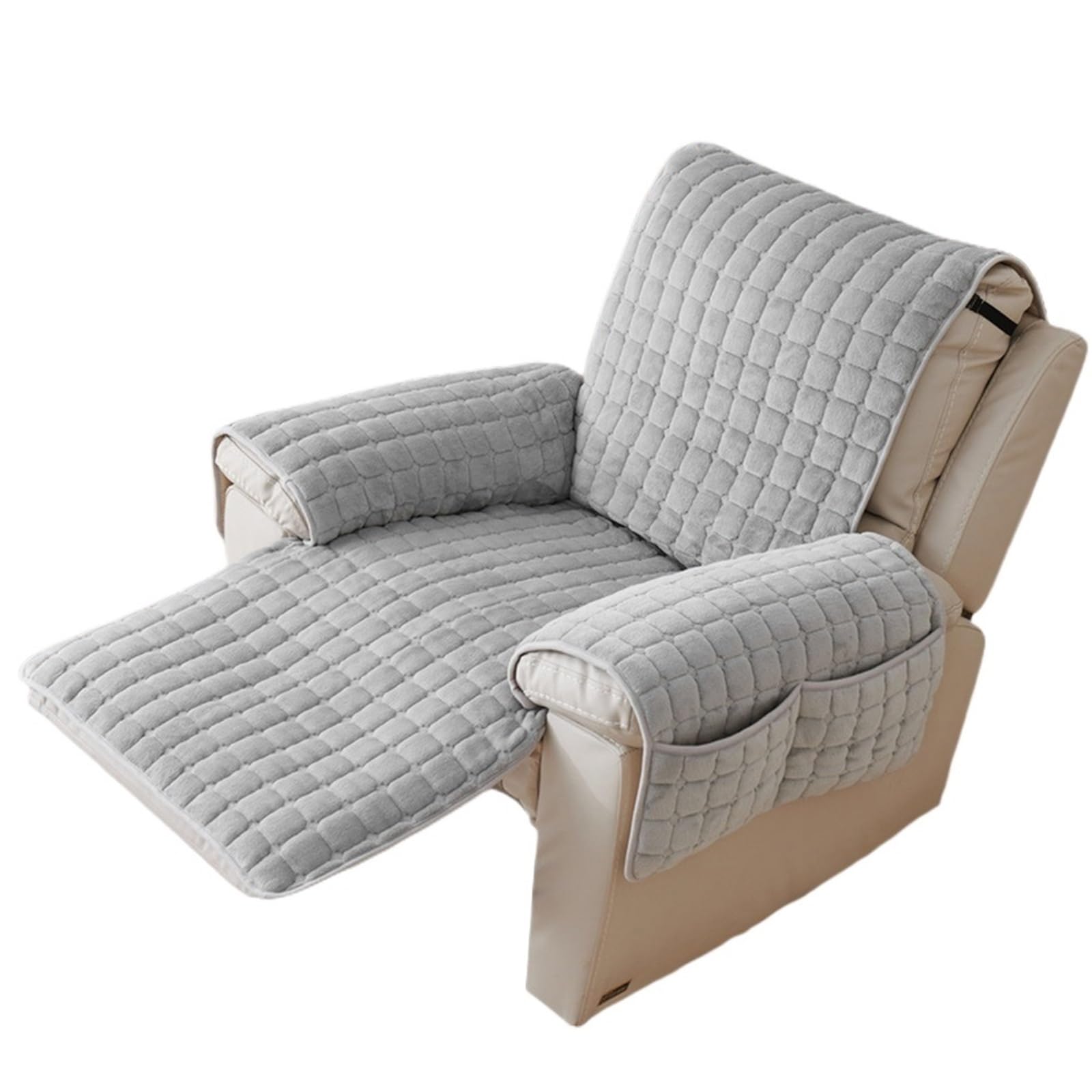 Funda de sillón reclinable de peluche gris WJIAYAO protectora