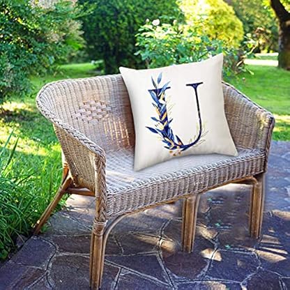 1 STÜCKE Dekokissenbezüge Alphabet Dekorative Kissenbezüge ABC Brief Blumen Kissenbezüge 18 x 18 Quadratische Kissenbezüge Für Sofa Couch Schlafzimmer Auto Stuhl Orientalische Dekokissen (U, One Size) – Bild 4