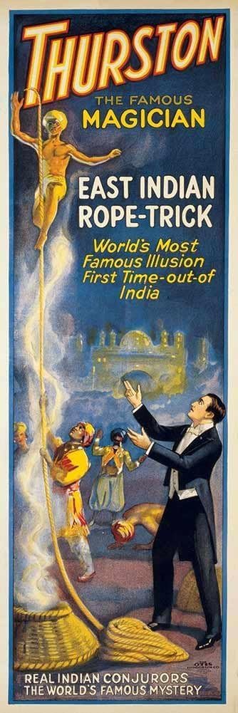 Set of Two (2) Thurston the Master Magician Advertisements | East Indian Rope Trick and His Pets circa 1898 | Art Print Poster Vintage Wall Decor (12 x 36 inches)