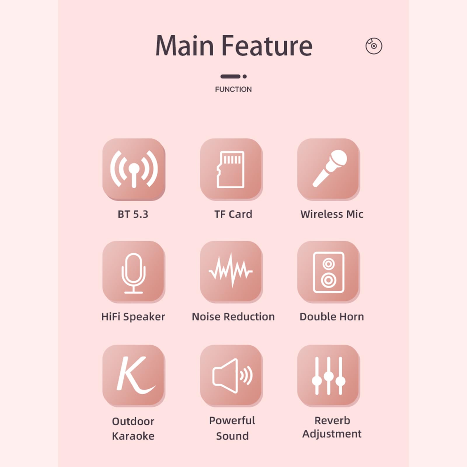 BT - Macchina per karaoke con microfoni wireless e effetto luminoso abbagliante, per adulti e bambini, per feste in casa