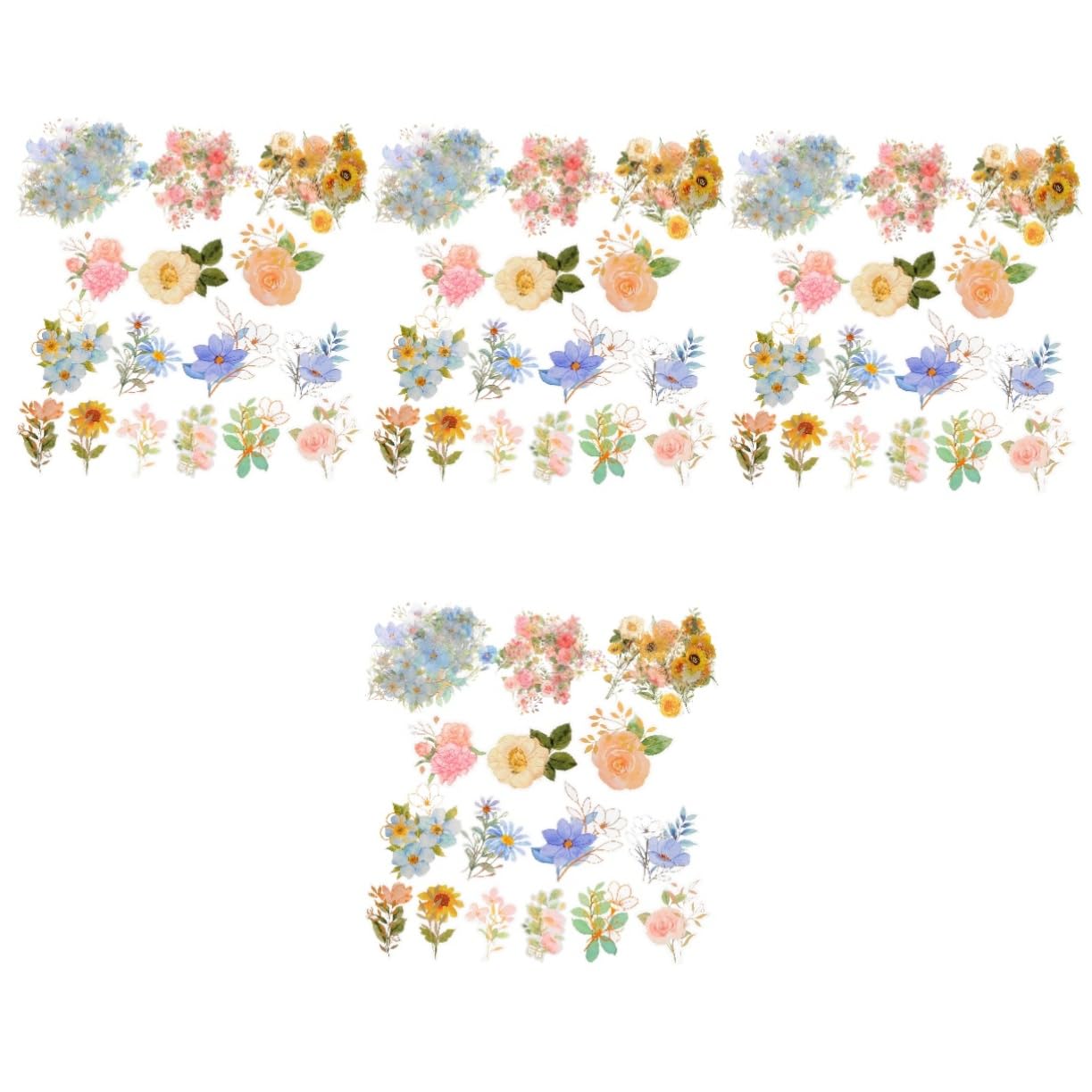 DOITOOL 12 Set Adesivi Floreali per Scrapbooking Stickers Plastici Trasparenti e Impermeabili per Album Fai da Te Decorazioni per Bottiglie Computer e Biglietti