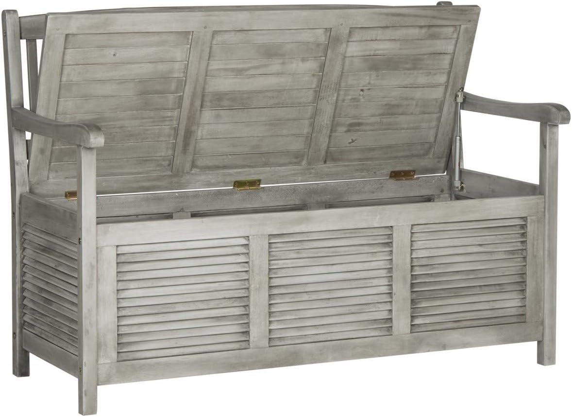 Safavieh Outdoor Collection Brisbane Grey Storage Bench : Everything Else