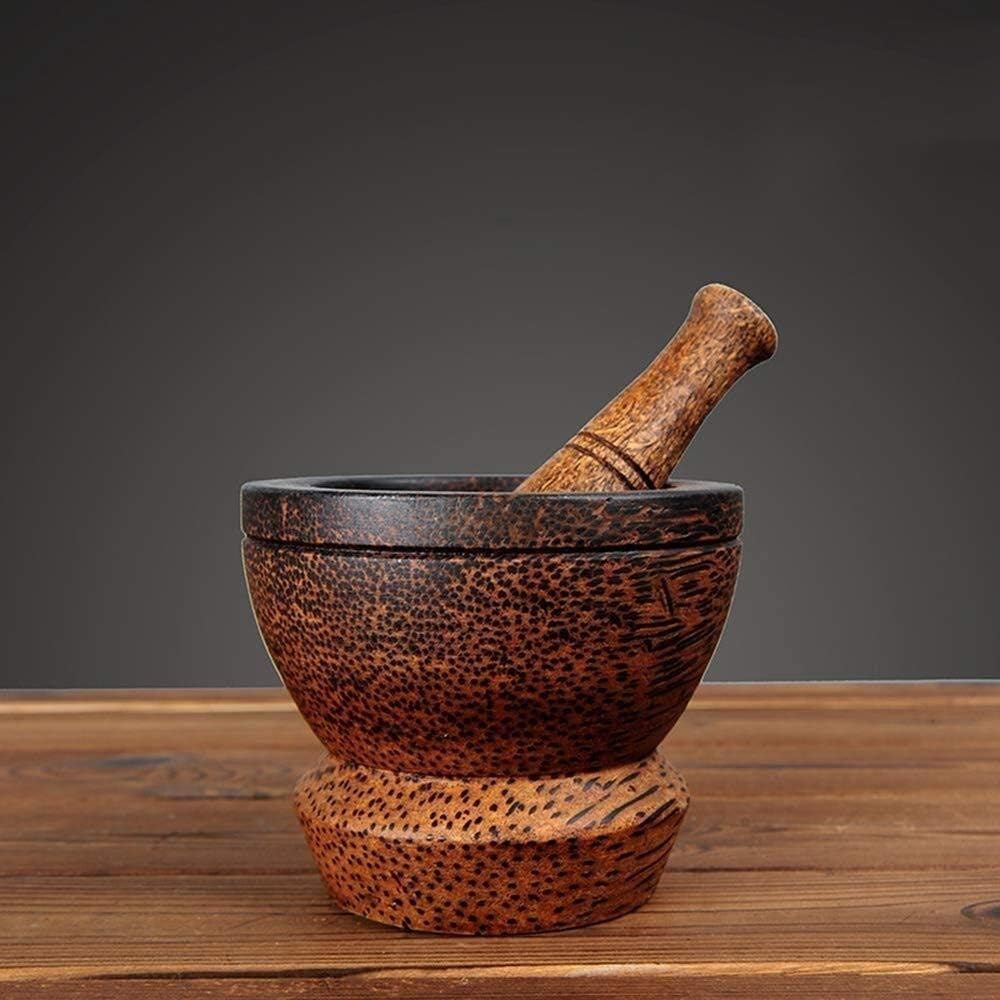 Mörser- und Stößel-Set aus Massivholz mit Deckel, Löffel im Lieferumfang enthalten – einfach zu verwenden und zu reinigen, perfekt zum Mahlen von Pfeffer, Knoblauch, Kräutern und Gewürzen