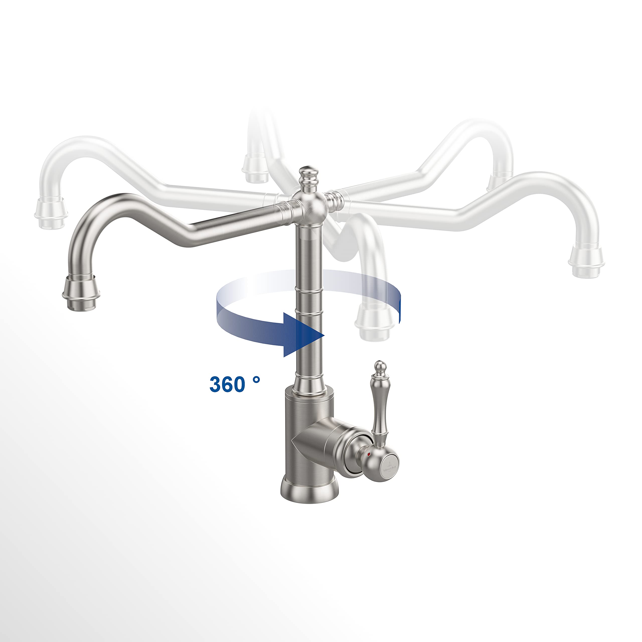 Villeroy & Boch Avia 2.0 Küchenarmatur, Hochdruck, Wasserhahn Küche mit Keramikkartusche und 360° Schwenkbereich, Spültischarmatur energiesparend, Auslauf Höhe 235mm, Gold