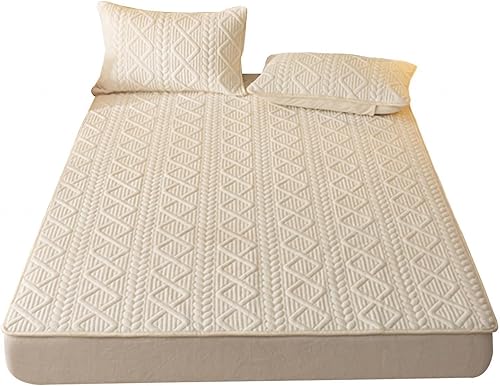 Juego de sábanas bajeras de terciopelo lechero de invierno de forro polar coral, juego de tres piezas, color blanco, 70.8 x 78.7 pulgadas