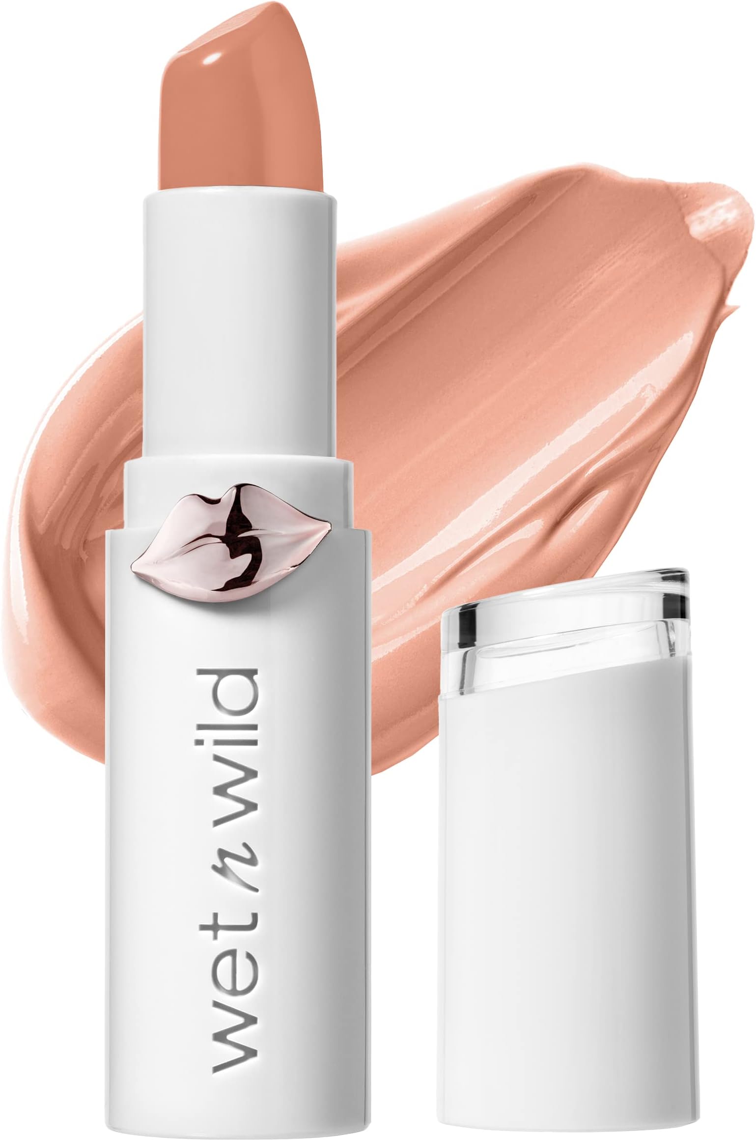 wet n wild Mega Last High-Shine Lipstick Lip Color, Infused with Seed Oils For a Nourishing High-Shine,Buildable & Blendable Creamy Color,Cruelty-Free & Vegan - Peach Please