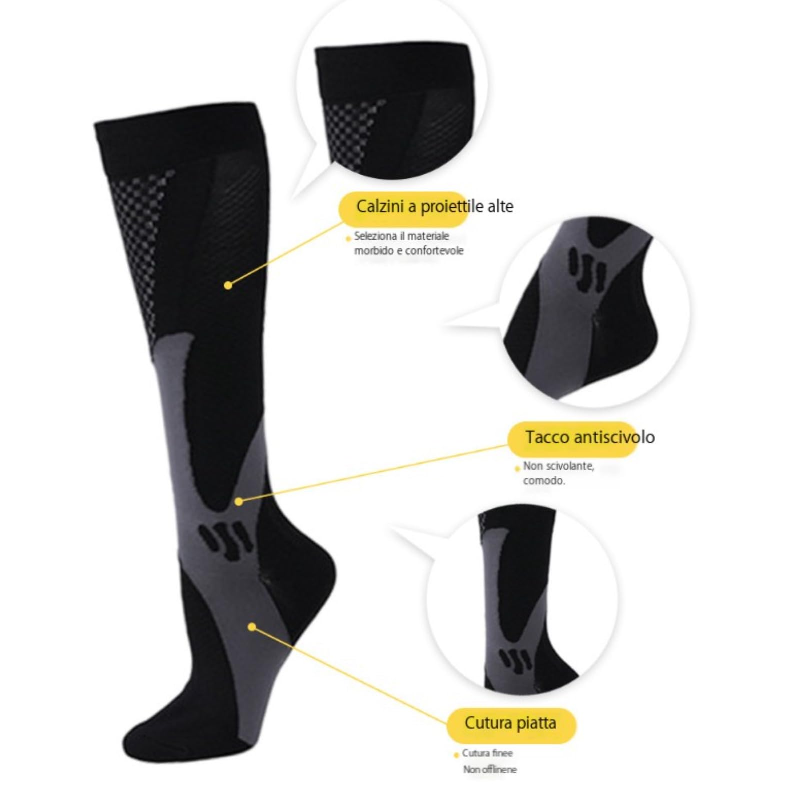 Calze a Compressione Graduata Nursiv 15-25 mmHg, Supporto per Gambe, Ideale per Sport Corsa e Viaggi