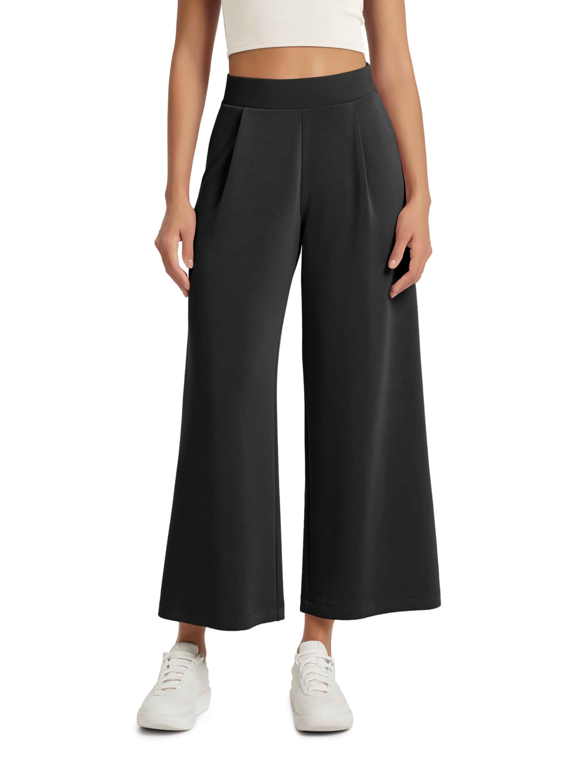 ODODOS Modal Soft Wide Leg Cropped Pants for Women High Waist Casual Relaxed Pants with Pockets-25 Inseam 25" Inseam