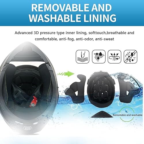 Miniatura 5 de Cascos modulares Bluetooth de motocicleta aprobados por DOT para adultos, cascos de doble visera, altavoz dual integrado con micrófono, para hombres