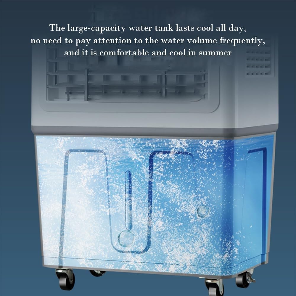 Enfriador de Aire Climatizador Evaporativo 3 En 1 Humidificador Ventilador Enfriador de Aire 40L 3 Velocidade Oscilación 120° 2 Cajas Hielo Aire Acondicionado Para Comercial Al Aire Libre 45*32.5*92cm