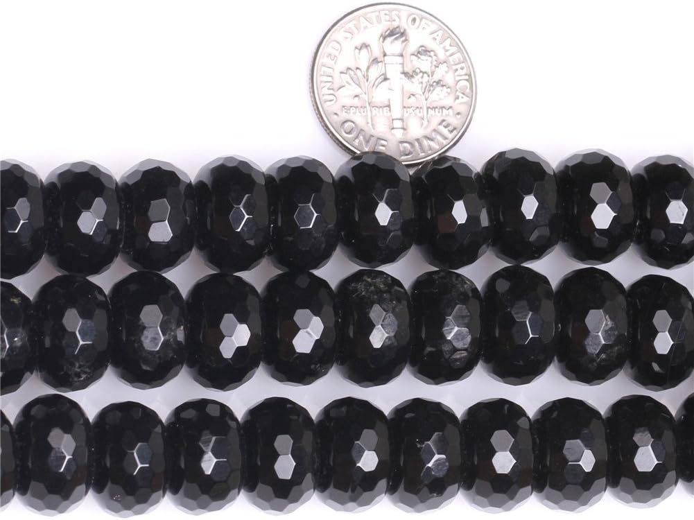 Sweet & Happy Girl's Store 8X12mm Rondell Faceted Black Agate Beads Strand 15 Inch Jewellery Making Beads - Image 4