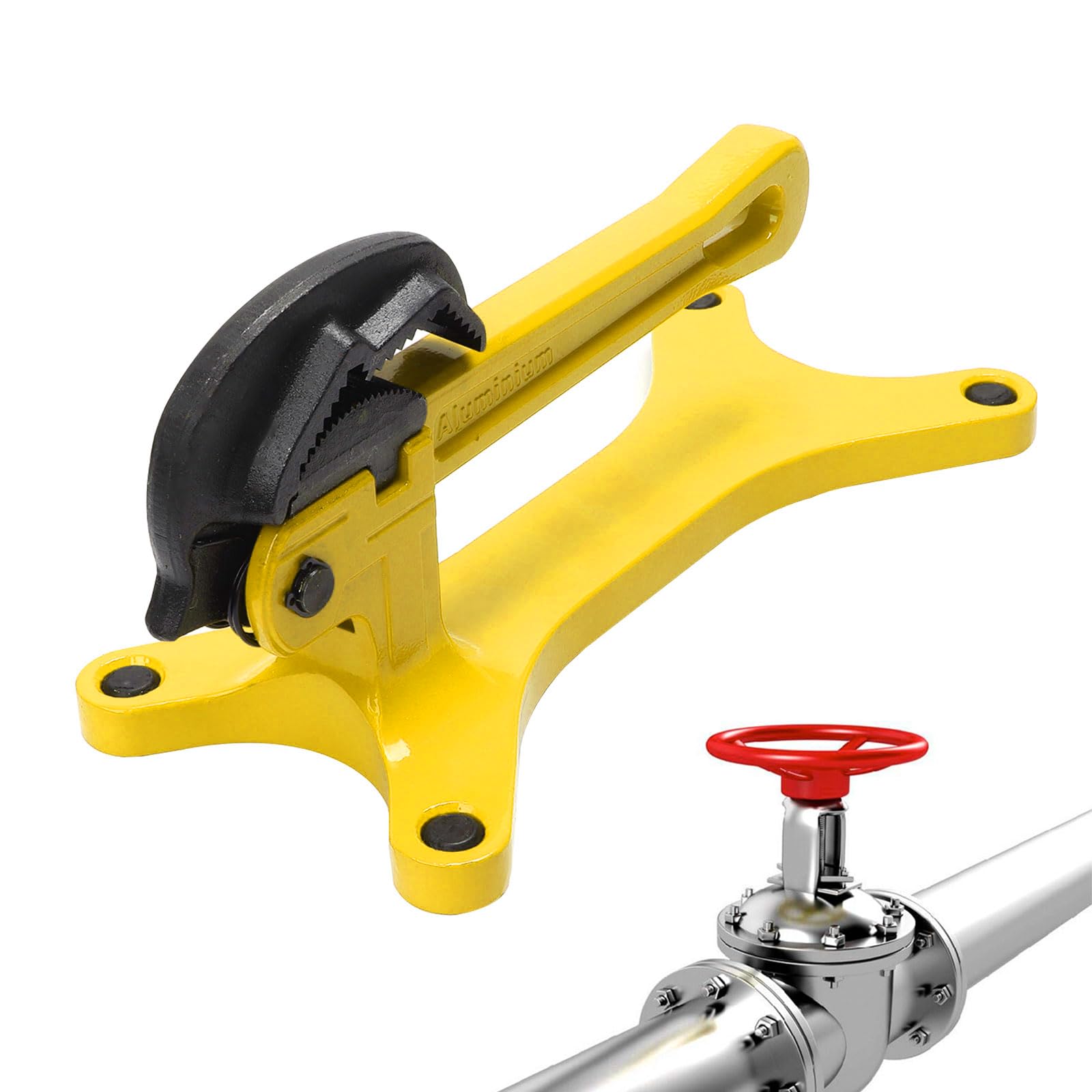 Portable Pipe Vise, Pipe Tightening Vise, Portable Aluminum Tube Vice, Lightweight Hand Tool, for Valve Maintenance, Narrow Space Work Sites, High-Altitude (Yellow)