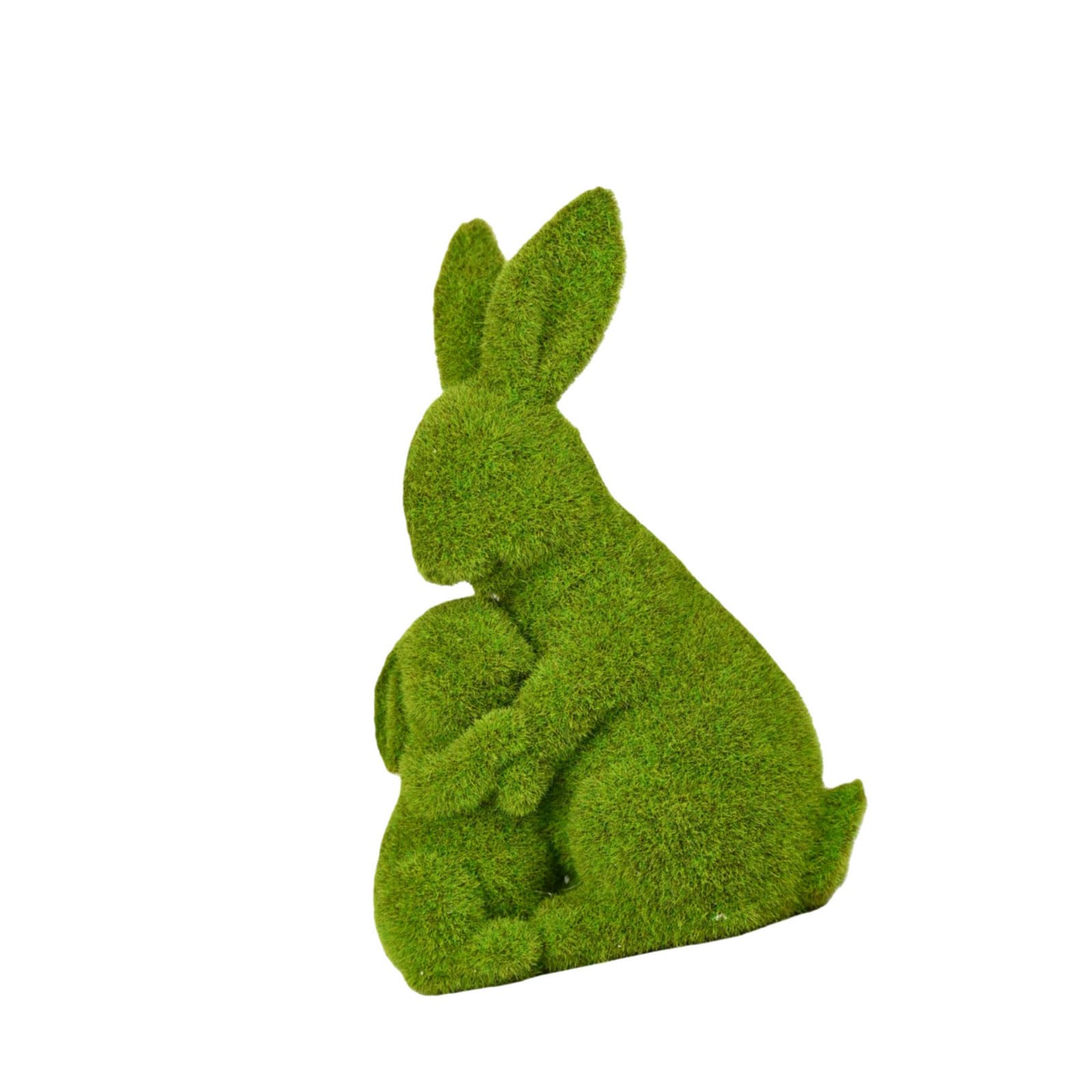 Meiliyizu Flocking Rabbits Resin Ornament Green Bunnies Figurines for Easter Celebration Housewarming Gift Garden Gathering Decorations