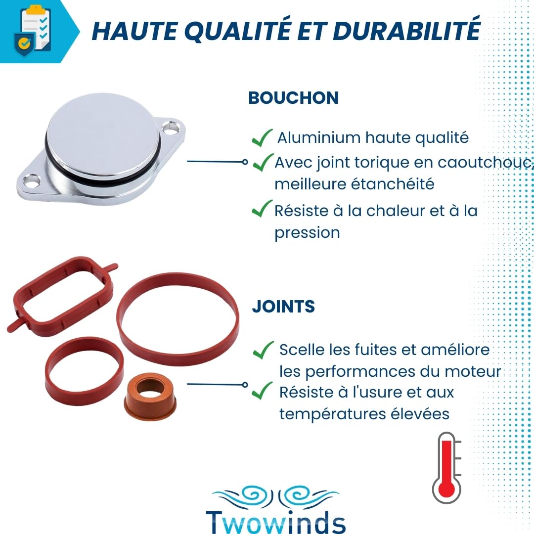 Twowinds - Bouchon Collecteur Admission (32mm) Compatible avec BMW E39 E46 E60 E63 E64 E82 E88 E90 E92 E93 X3 X5 E87 X6 - Supprimer Clapet Admission - Suppression Volet Papillon (6 clapet + 20 joints)