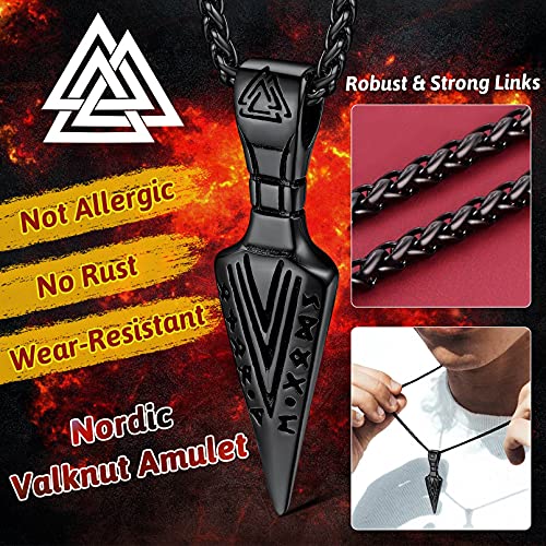 FaithHeart Viking Necklace for Men, Silver/Black/Gold Stainless Steel Nordic Viking Amulet Pendant Necklaces Norse Mythology Talisman Jewelry Gifts for Men2