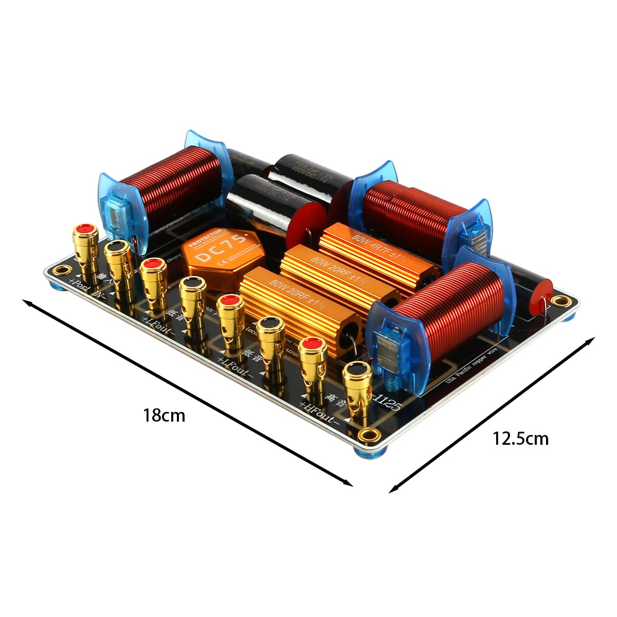 Crossover de Altavoz de Alta Potencia de 1300 W, Divisor de Dos Frecuencias, uno Alto y Dos Bajos para Altavoces Dobles de 12 o 15 Pulgadas