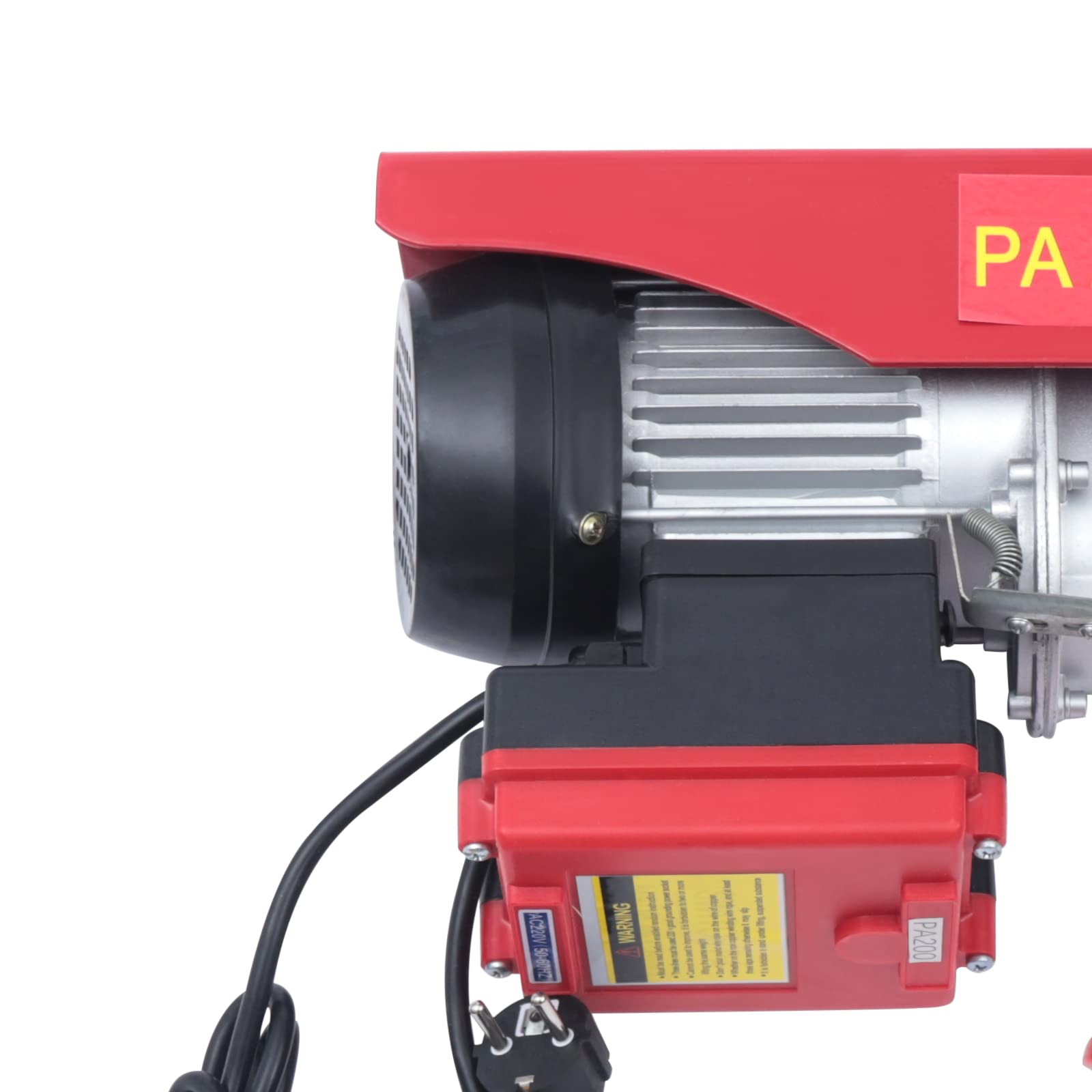 Wciągarka elektryczna 100 – 200 kg, z pilotem zdalnego sterowania, elektryczna wciągarka linowa, dźwig ze stali + 100% czystej miedzi, 34 x 35 x 13 cm