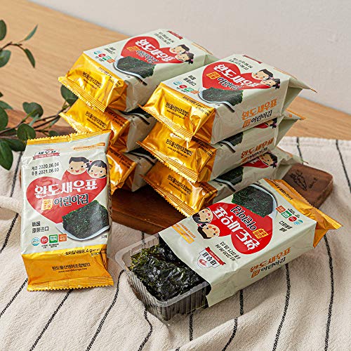 送料無料 韓国エビ印評判の莞島低塩海苔 味付けのり4g×9袋 お弁当用 おつまみ 韓国海苔 焼き海苔