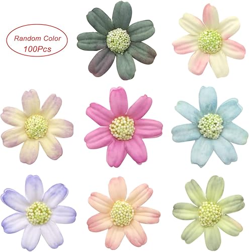 Miniatura 9 de Cabezas de flores falsas, 100 piezas de cabeza de flor artificial, margaritas artificiales, girasoles falsos, pétalos a granel, flores falsas para
