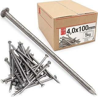 Pregos de aço para madeira 4,0 × 100 mm – 5 kg (≈490 unid.), cabeça plana sem galvanização, alta resistência para construção profissional, carpintaria, projetos de bricolagem e reparação