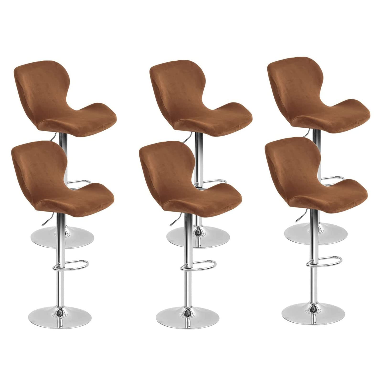 Leomix Velvet Bar Stool Cover Curved Swivel Set, Stretch Counter Height Bar Stools Cover, for Short Back Dinning Room Bar Chair,E,6pack