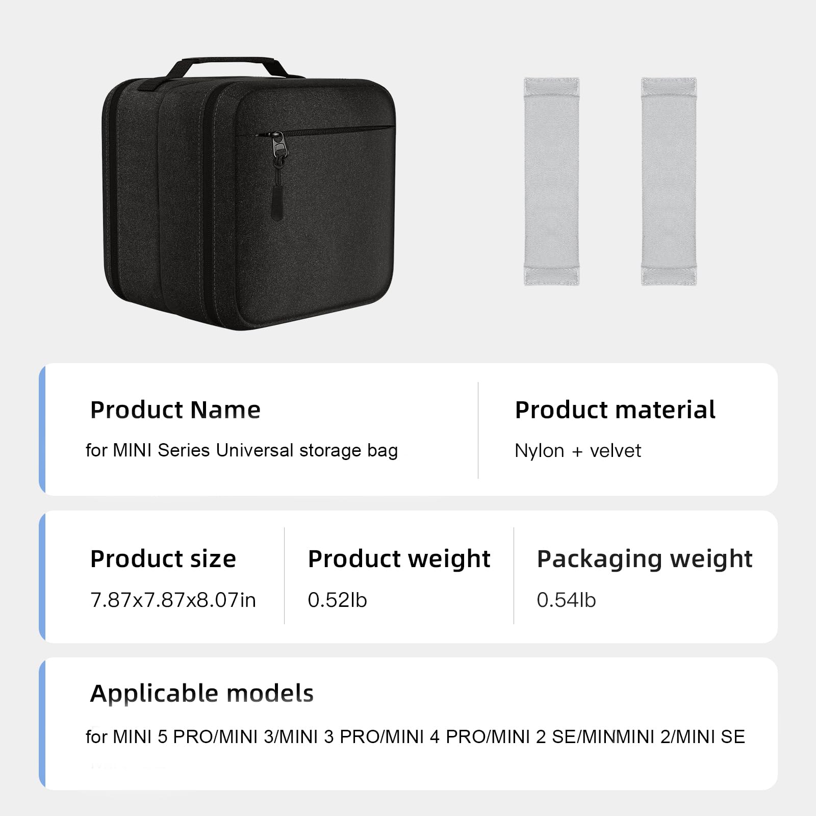 Ochronna torba do przechowywania pilota DJI RC 2 do drona DJI Mini 5 Pro, nylonowa wodoodporna torba do przenoszenia z miękkim aksamitnym wnętrzem na baterie, kable, filtry, akcesoria