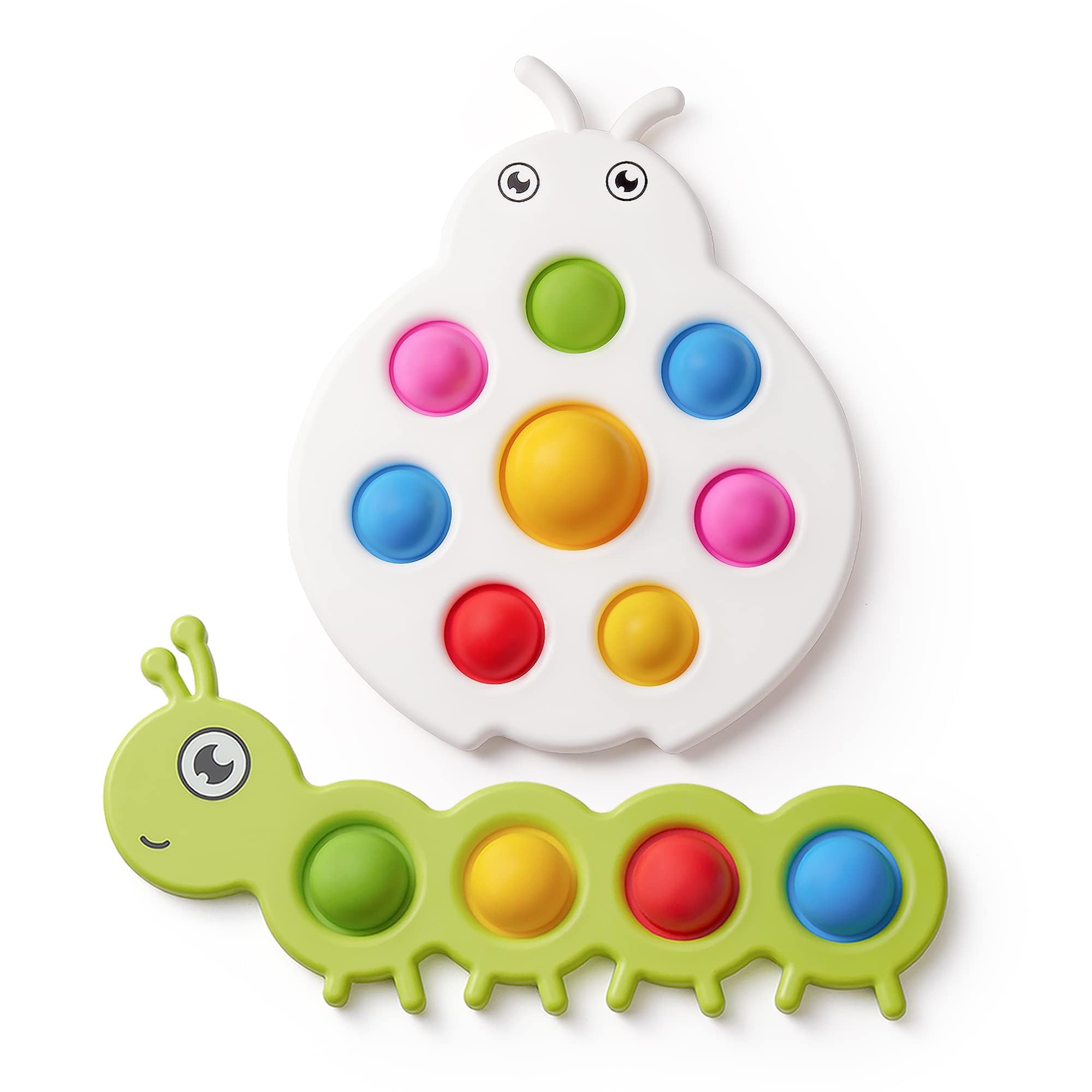 Felly 2PCS Fidget Popper Sensory Toys for Baby 10+ Months, Push & Popping Bubbles Cultivate Fine Motor Skill & Stress Relief