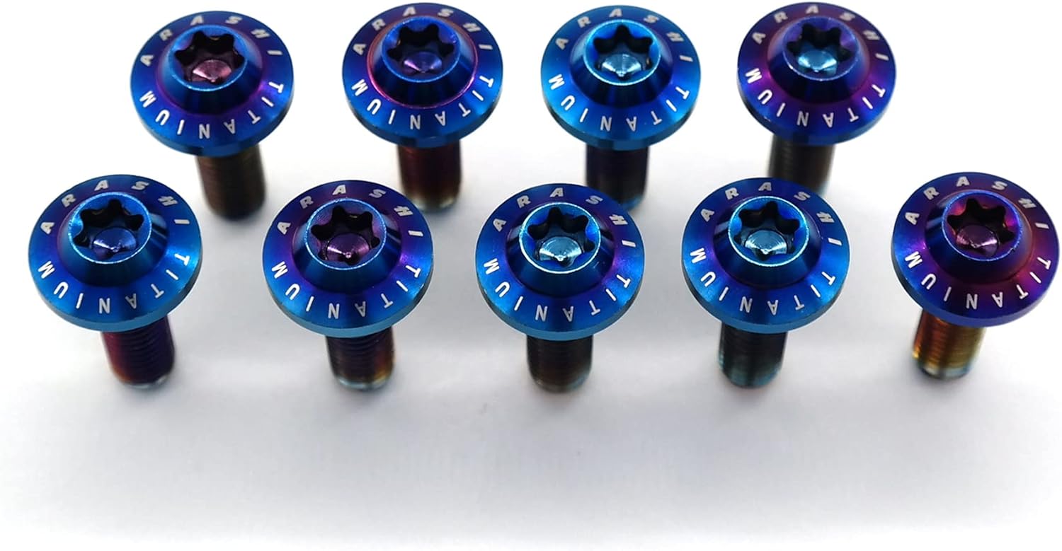 Mounting Bolts for Brake Discs Rotors M6 x 20mm x 1.25 mm Pitch Titanium Alloy Tapered Torx Screws Hex Allen Socket Head Blue Motorcycle Accessories Parts Pack of 10