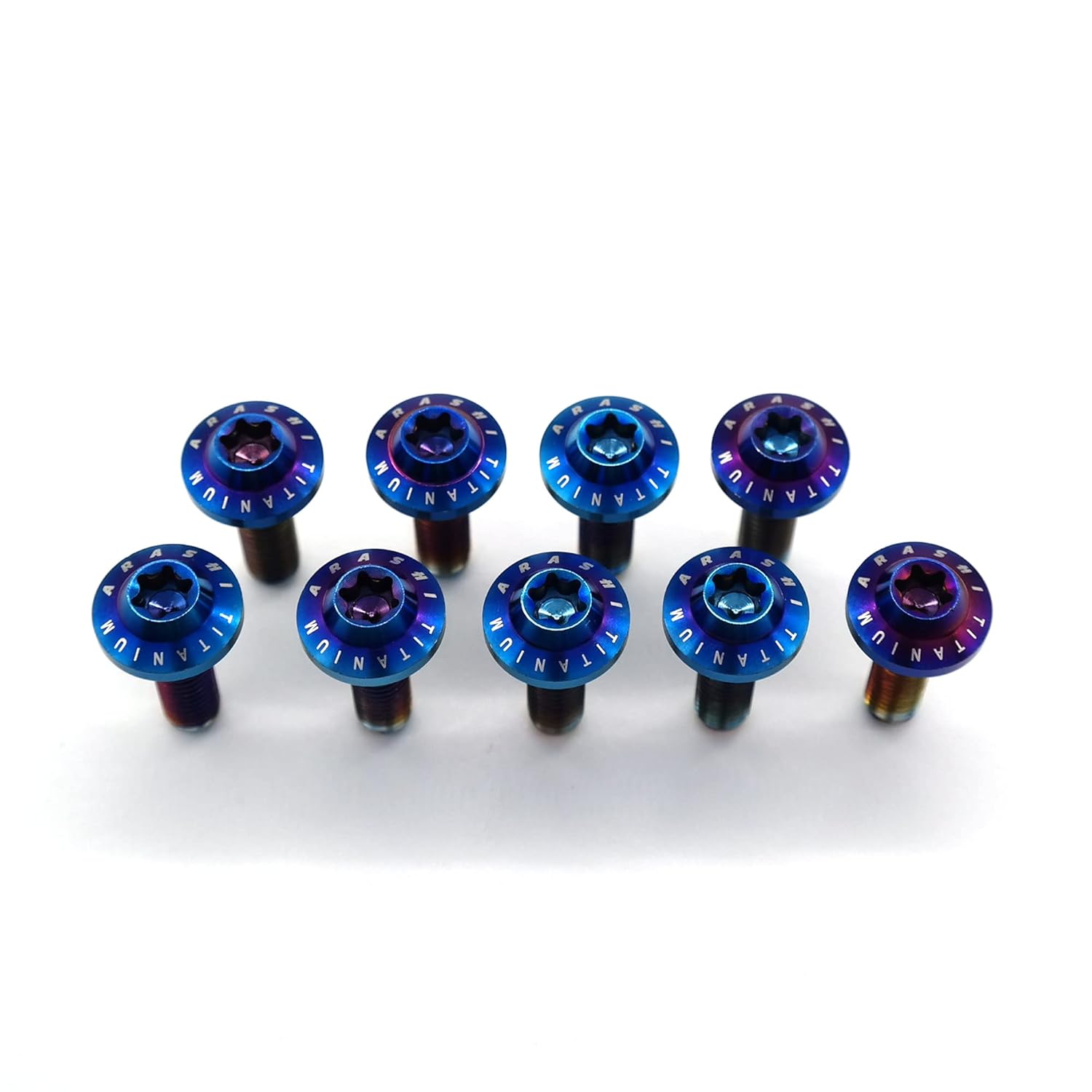 Arashi Front Brake Disc Rotors Mounting Bolts for Yamaha YZF R1 2004-2006 2015-2021, R6 17-20, MT10 FZ10 16-20, FZ1 06-15, VMAX 1700 09-16 Titanium Tapered Torx Screws M6x20 Blue 10 Pcs