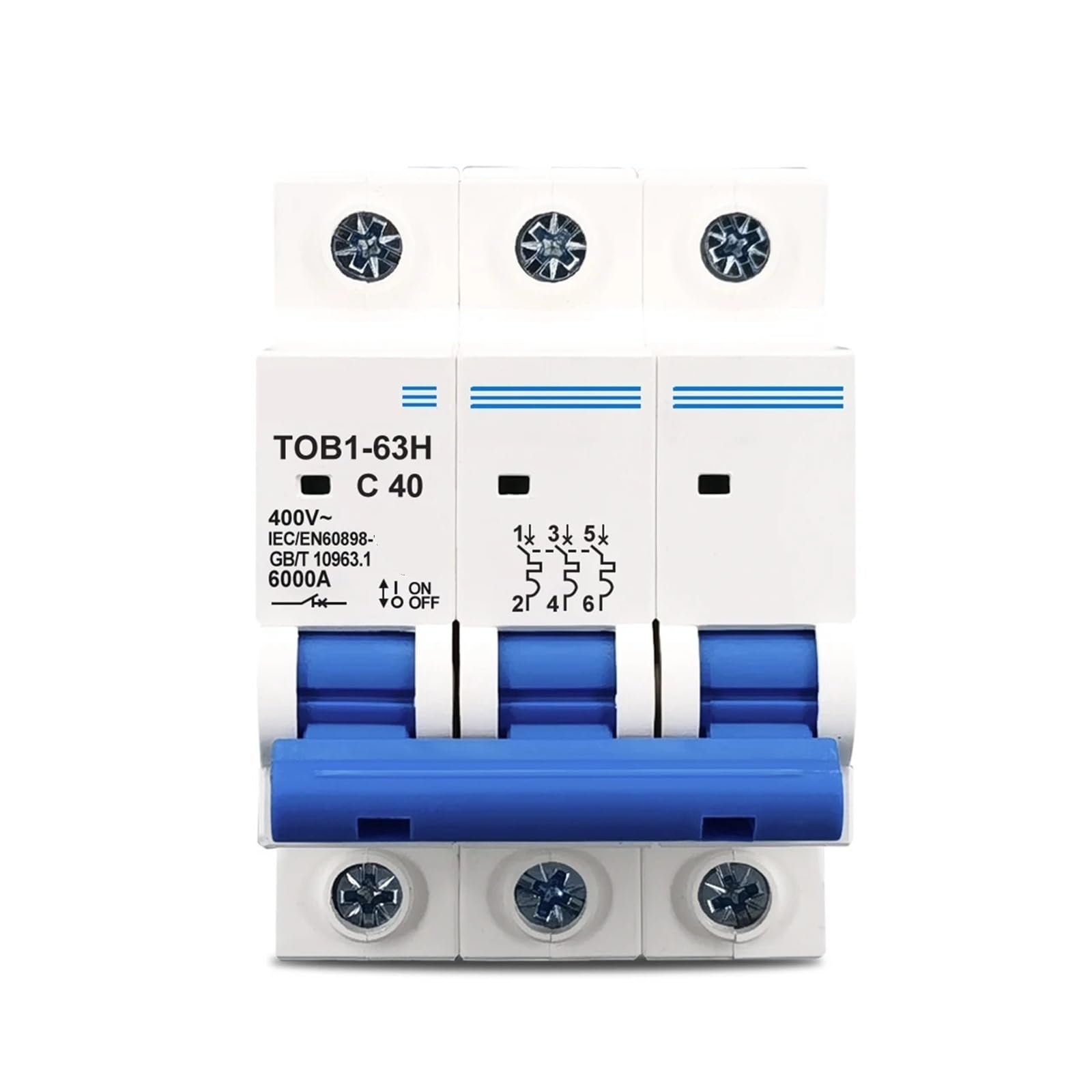 3P AC MCB TOB1-63 C Typ 230/400V 50HZ/60HZ Mini Circuit Breaker 3A 6A 10A 16A 20A 25A 32A 40A 50A 63A 1 szt. (3P 40A)