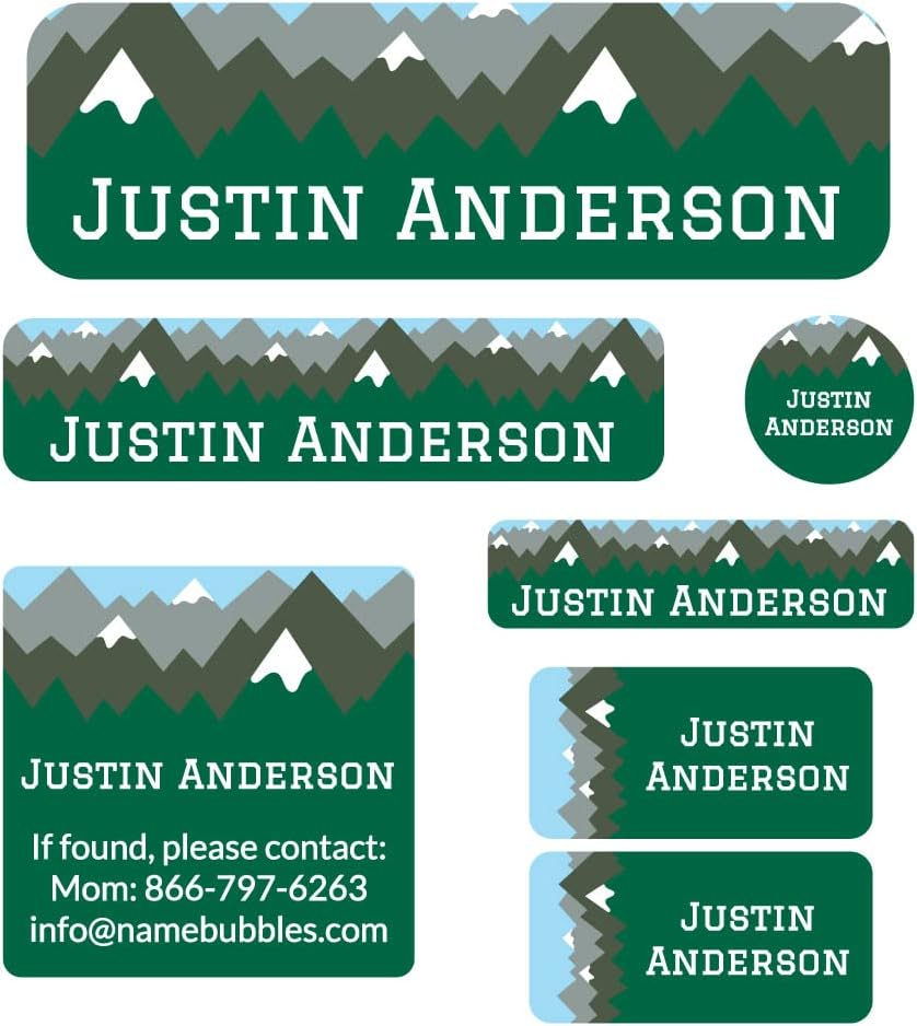 Name Bubbles - Custom Name Labels for School (95 Labels - 6 Sizes) Personalized Waterproof Name Stickers for Daycare, School Supplies, Water Bottles, Lunch Boxes, Shoes, Clothing Tags (Basketball)