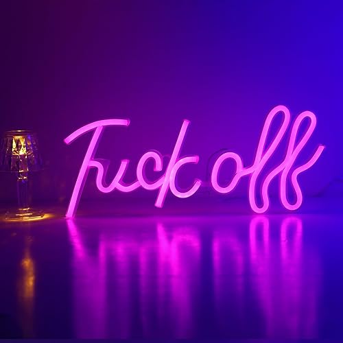Miniatura 1 de DWOOKE Letrero de neón con texto en inglés "Fuck Off", luz LED de 13.7 x 7 pulgadas, luz de neón con USBbatería, decoración estética de habitación