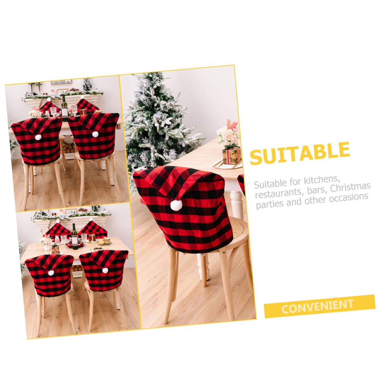 Cabilock 4 Pz Coprisedia Plaid Decorazioni Per Alberi Di Natale Decorazioni Decorative Coprisedie Natalizie Bianche Ufficio Per Cuscini Ornamenti Arredamento Tessuto