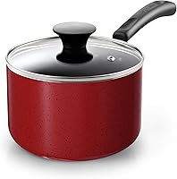 Vista 1 de Cook N Home - Sartén antiadherente de 1 cuarto de galón con tapa de vidrio, olla pequeña multiusos antiadherente, olla de cocina de aluminio