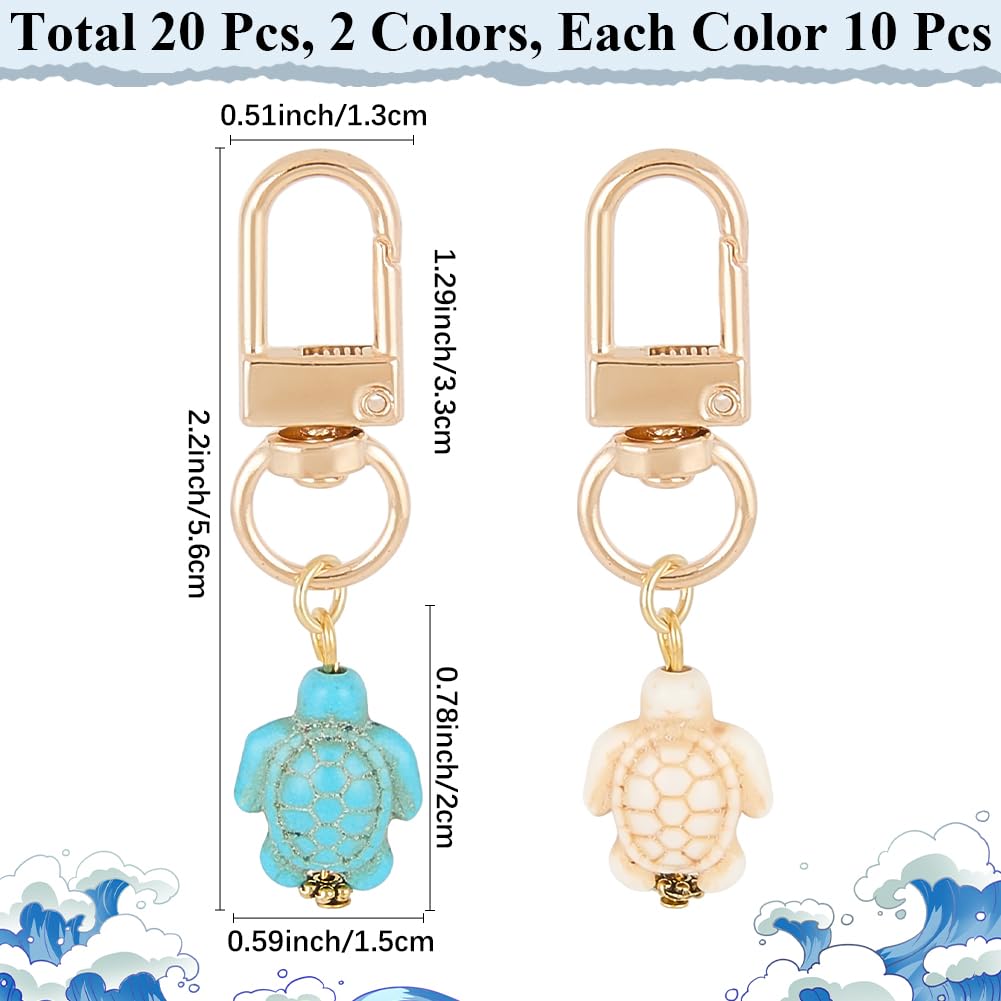 CRASPIRE 20Pcs Small Turtle Key Chain Ocean Themed Keychains Synthetic Turquoise Lucky Tortoise Summer Sea Beach Animal Life Pendant Keychain for DIY Car Key Keychains Party Favors Inspirational Gift - Image 2
