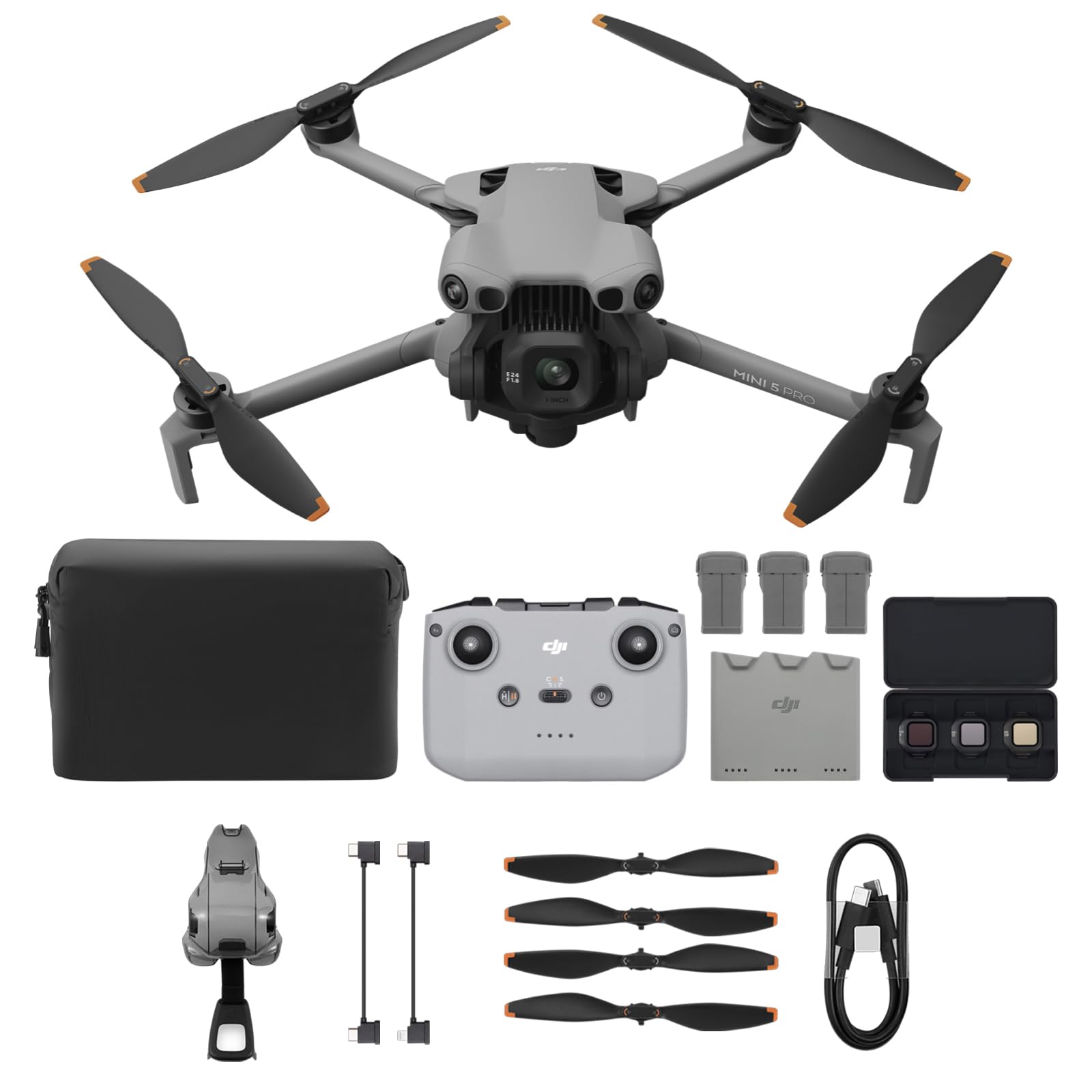 DJI Mini 5 Pro Fly More Combo mit DJI RC-N3, 4K Drohne mit Kamera, 1-Zoll CMOS, Omnidirektionaler Hinderniserkennung, ActiveTrack 360°, 225°-Gimbal-Rotation, 3 Akkus, C0 (Mini 5 Pro Fly More Combo)