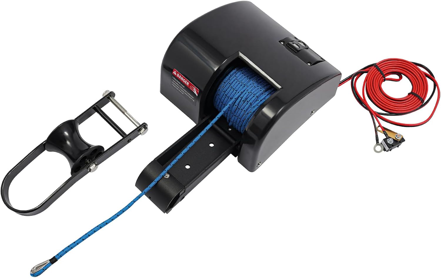 Electric Anchor Winch, 35LBS Boat Anchor Winch for Pontoons with Remote Control and 100 ft. Braided Anchor Rope, Saltwater Boat Windlass Kit for 24ft Long Boats