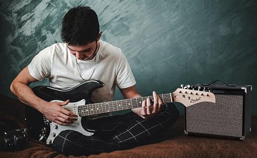 COOLMUSIC Electric Guitar Amp 50W Amplifier Practice Home Amplifier Built in Speaker Headphone Jack and Aux Input Includes Gain Low MID HIGH Volume