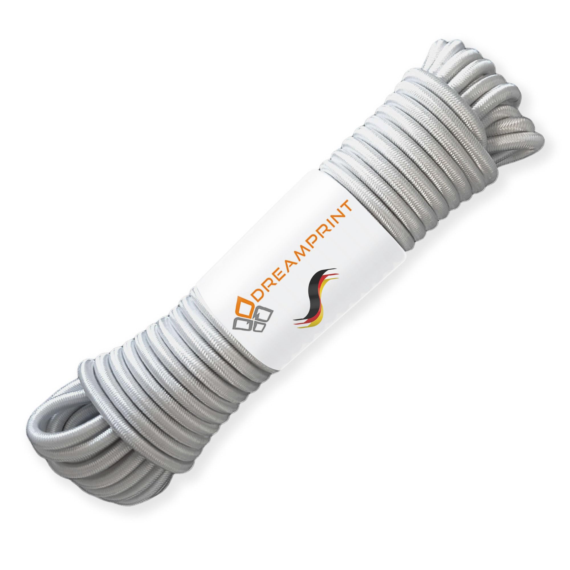 Dreamprint Espansore Corda 10m Grigia - Corda elastica versatile da 8mm Ø per interni ed esterni - Flessibile per fissaggio carico, coperture, campeggio e attività all'aperto