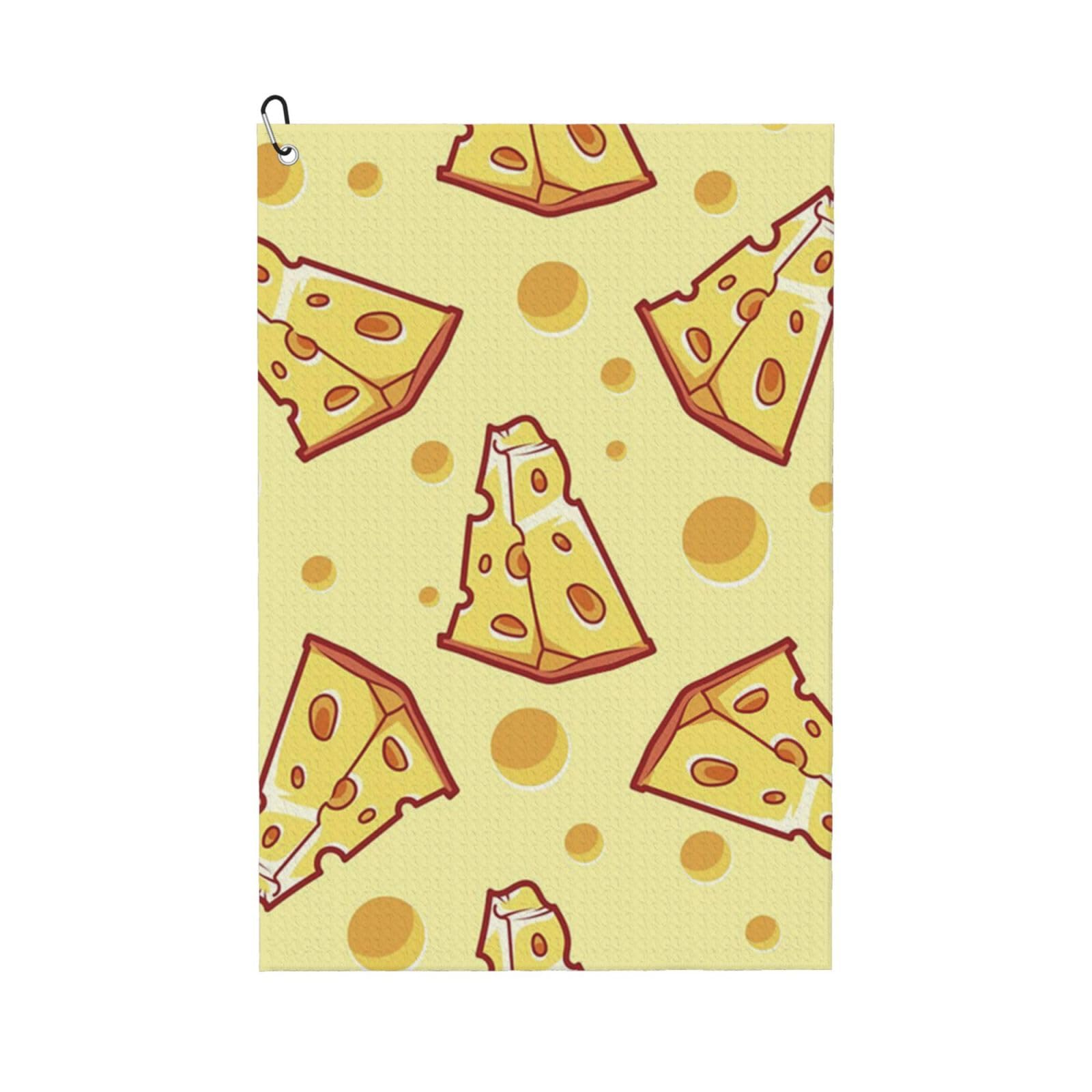 Hnnkloy Cheese Food, 16x24 in Portable Waffle Golf Towels with Carabiner Clip for Golf Bag