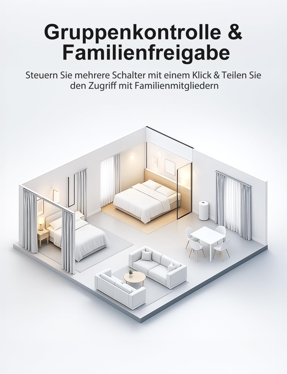 Maxcio WLAN Touch Rolladenschalter für Smart Home mit Sprachsteuerung | Kompatibel mit Alexa/Google Home, Abschaltbare LED-Beleuchtung für Schlafzimmer, Silber 4 Packs, 240V 10A, Nullleiter