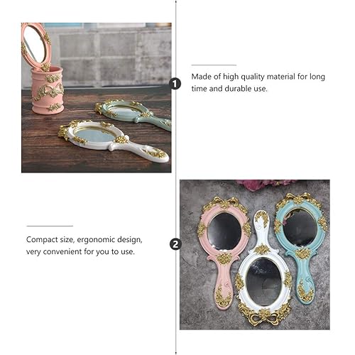 Miniatura 3 de 1pc mango espejo viaje lente corazón en forma de herramientas de maquillaje rosa