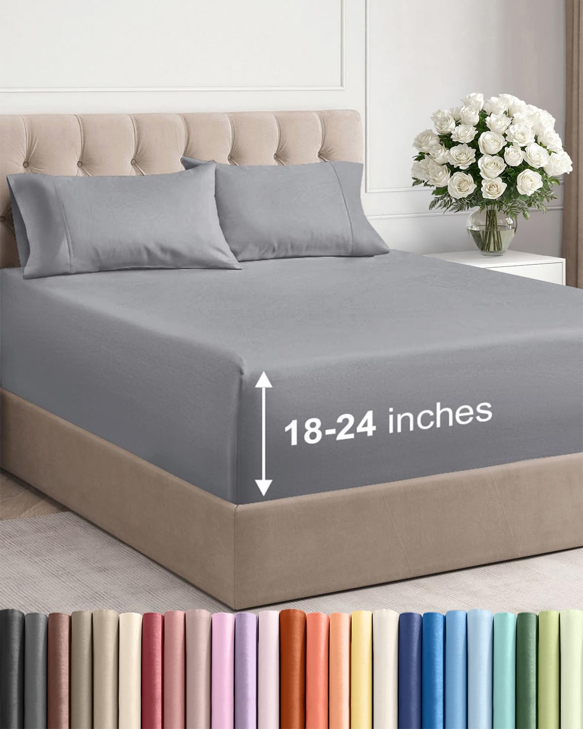 CGK Extra Deep Twin Sheet Set - 4pc Cooling Sheets - Steel Blue