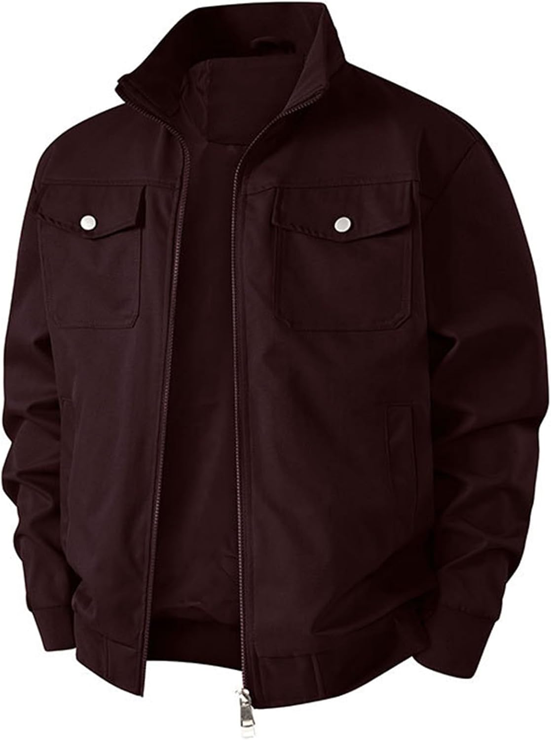 Men's Cargo Bomber Jacket Stand Collar Work Coat Zip Up Casual | Men'S Winter Coats And Jackets Red Jacket Men Light For Running Summer Hoodies Oversized Zip Up Hoodie Softshell Leather