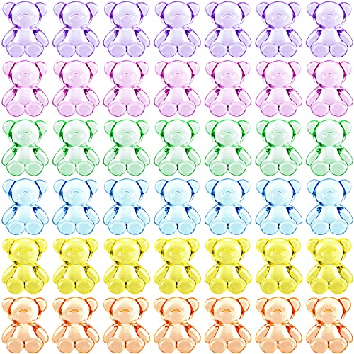 Pagow 110Pcs Acrylic Pastel Bear Beads Charm Transparent Candy Cute 15Mm X 18Mm Colorful Kawaii Tidy For Bracelet Phone Lanyard Wrist Strap Diy Craft Jewelry Necklace Making #TOP26