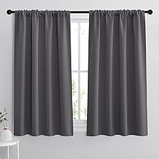 RYB HOME Small Window Curtains for Bedroom, Blackout Window Treatment Curtains Thermal Insulated Drapes for Kitchen Basement Bathroom Nursery, Wide 29 inches x Long 45 inches, Teal Blue, 2 Pcs