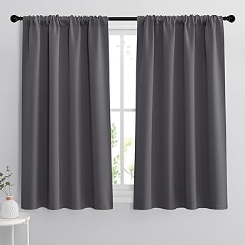 RYB HOME Small Window Curtains for Bedroom, Blackout Window Treatment Curtains Thermal Insulated Drapes for Kitchen Basement Bathroom Nursery, Wide 29 inches x Long 45 inches, Teal Blue, 2 Pcs